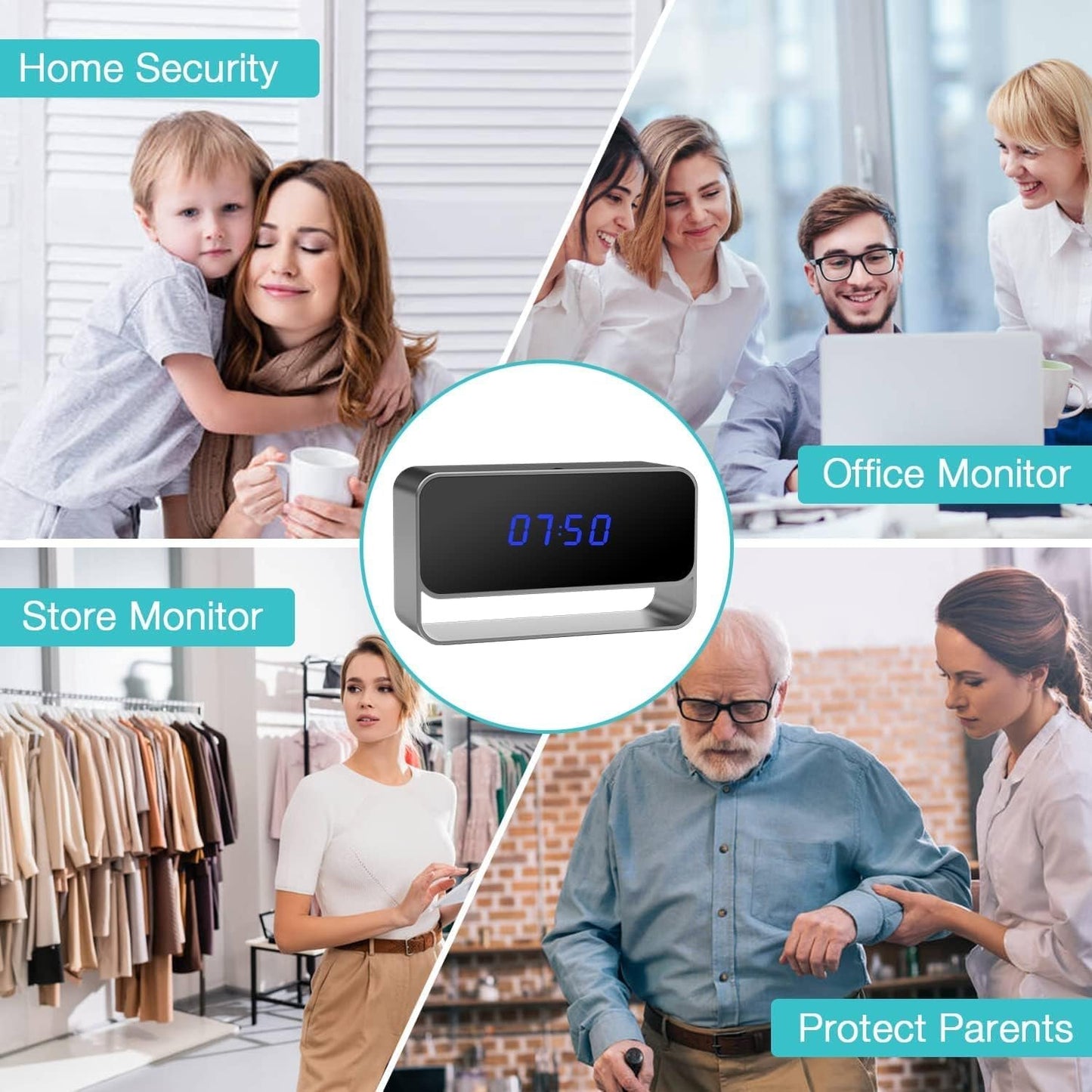Pofeiwode Hidden Camera Clock WiFi Spy Camera FHD 1080P Wireless Secret Nanny Cam Small Surveillance Security Cams Enhanced Night Vision Motion Detection Alert Live Streaming via Android iOS App