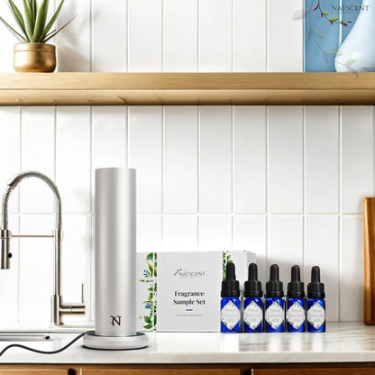 Dynamo Essential Oil Diffuser for Home with Fragrance Sample, App & Manual Control, Cold-Air Scent Diffusers for Home,Large Room, Hotel Scent Diffuser 1000sq. ft. Silver, Aroma Diffusers