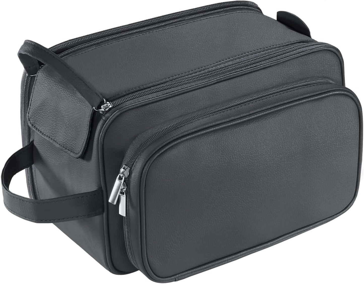 Buruis Large Toiletry Bag for Men & Women, PU Leather Travel Toiletry Organizer, Dopp Kit, Water-resistant, Black, XL, Toiletry Bag