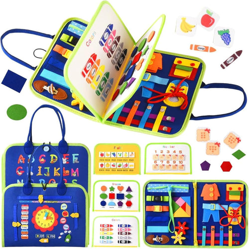 Montessori Activity Busy Book for Toddler - 3 4 5 Years Old Activity Busy Board Toy, Sensory Board Toy Educational Activities for Fine Motor Skills Learning, Travel Toys for Airplane Car Christmas