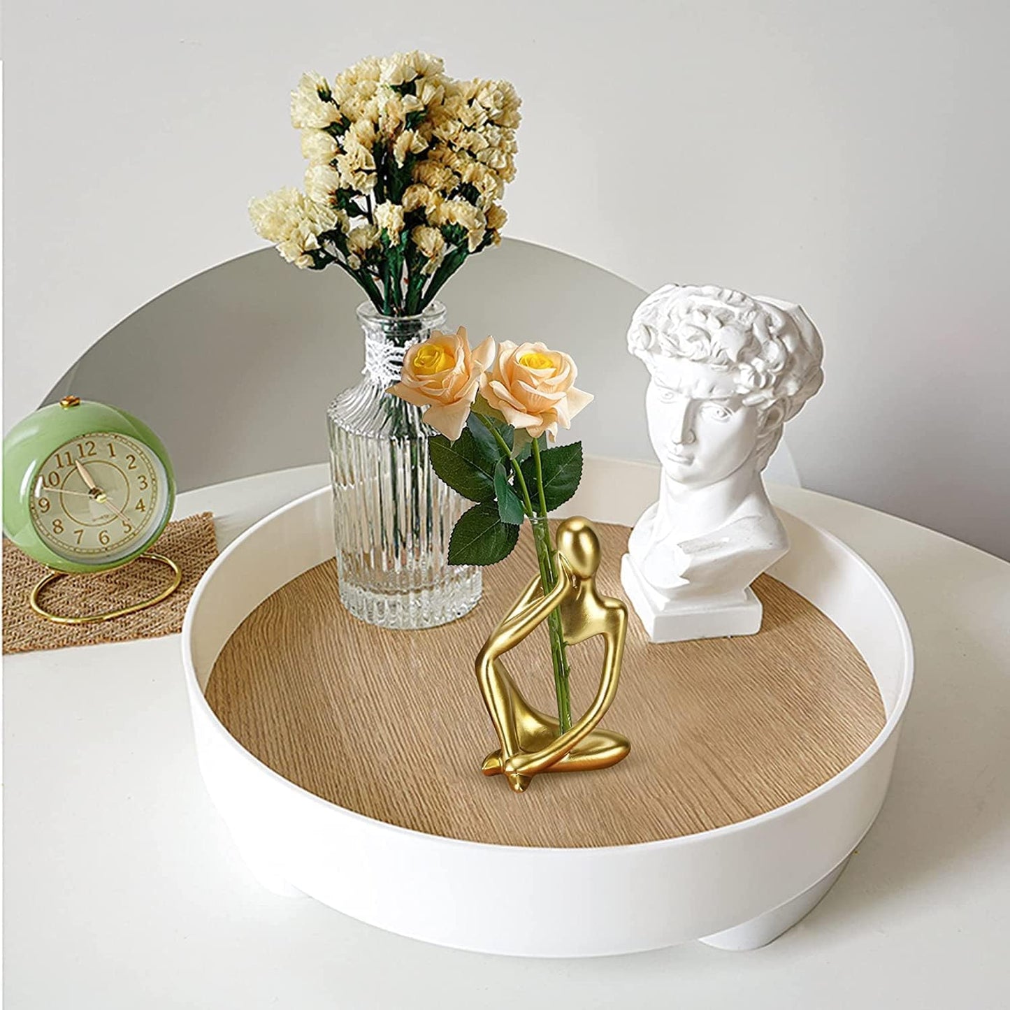Thinker Statue Gold Decor Abstract Art Sculpture, Golden Resin Collectible Figurines for Home Living Room Office Shelf Decoration, Great Gift Ideas (Gold)