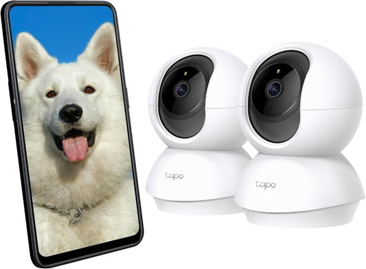 TP-Link Tapo Pan/Tilt AI Smart Home Security Wi-Fi Camera, Baby Monitor, 1080P, Motion & Person Detection, Night Vision, SD Card Slot, Voice Control, No Hub Required, 2-Pack (Tapo C200P2)