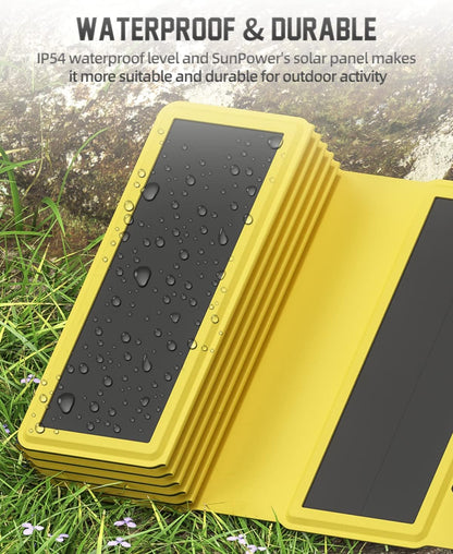 SHARGE Solar Panel Charger 12W, USB C Solar Panel IP54 Waterproof Portable Hiking Camping Gear (Design for 100W Storm2) Compatible with iPhone, iPad, Samsung Galaxy and More