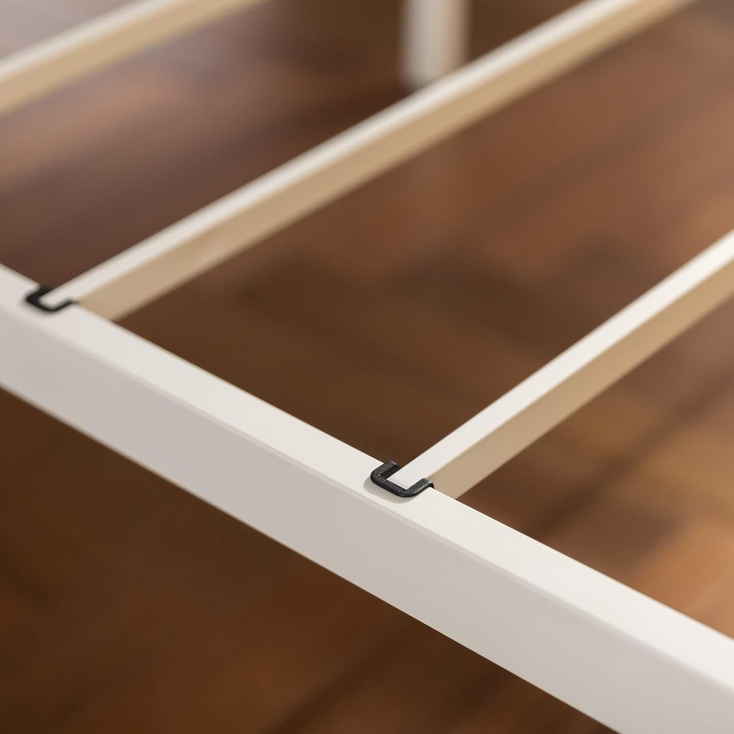 Zinus Geraldine Metal Double Bed Frame White | Steel Headboard and Footboard | Strong Steel Slats Bed in a Box