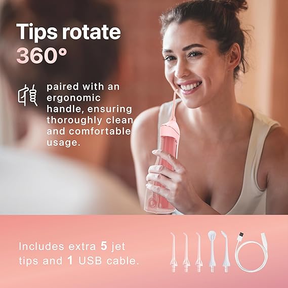 Oralfree Water flosser Teeth Picks - Dental Braces Cordless Oral Irrigator Portable Rechargeable Travel Irrigation Cleaner IPX7 Waterproof Electric Professional Flossing Teeth Cleaning for Home