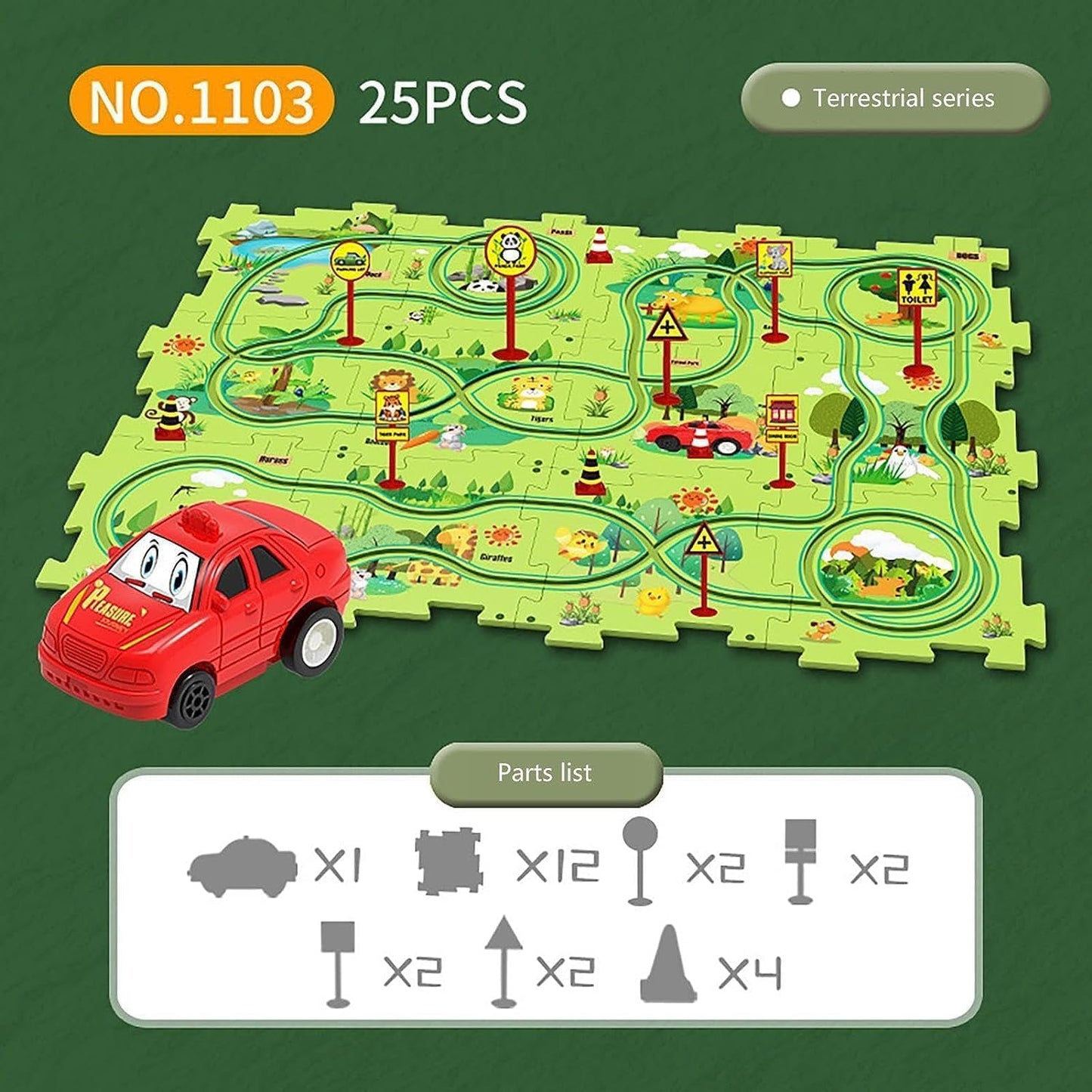 Children's Educational Puzzle Track Car Play Set - 2024 New DIY Assembling Electric Trolley, Puzzle Track Play with Vehicles Battery-Operated, Thinking Educational Toys for Kids 3+ (Space)