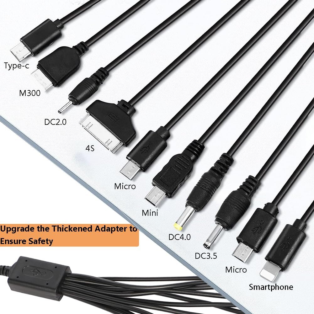 Cutwif 10 in 1 Universal Multifunction Cable Fit USB Charger Cell Mobile Phone Mp4 Zaf Black