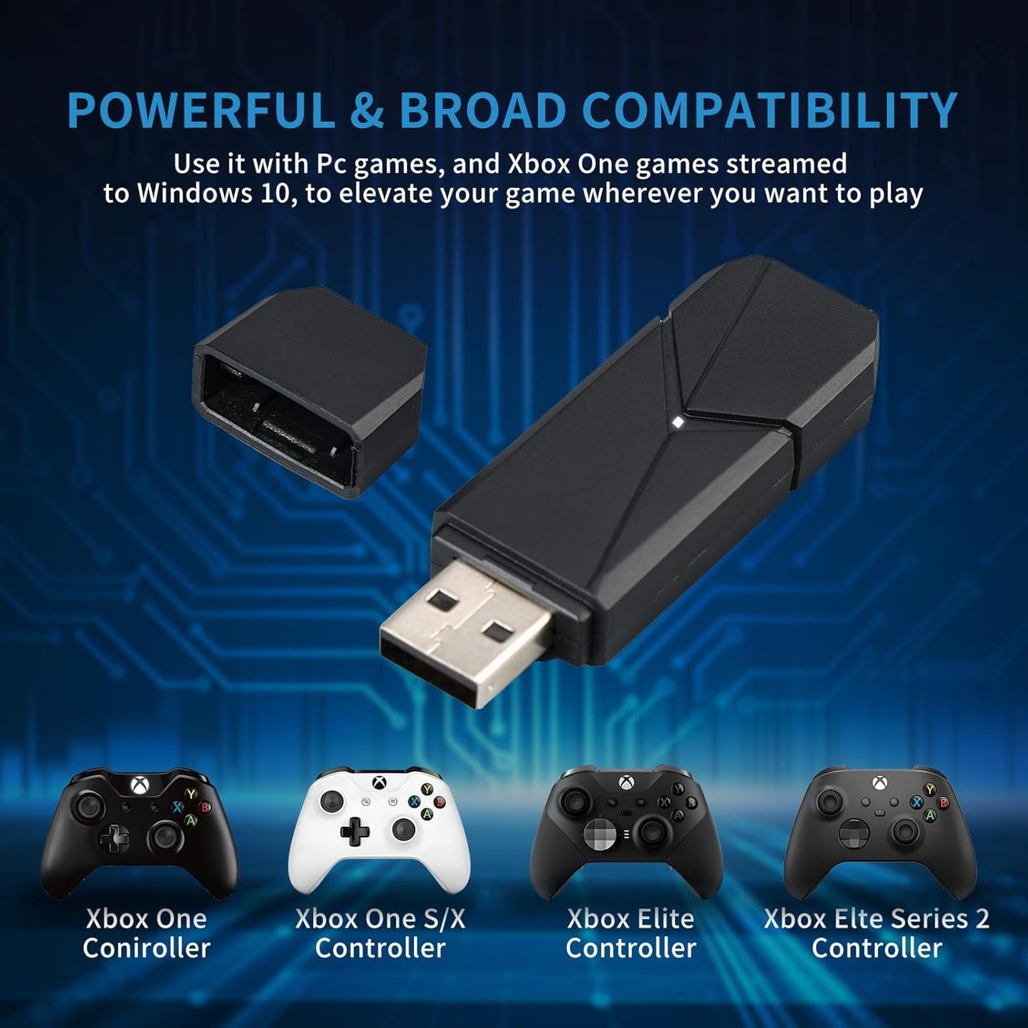 TECTINTER Wireless Adapter for Xbox One Controller & Xbox one X/S&Xbox One Elite Series Controller,USB Wireless Gaming Receiver Adapter for Windows 11/10/8.1/8/7