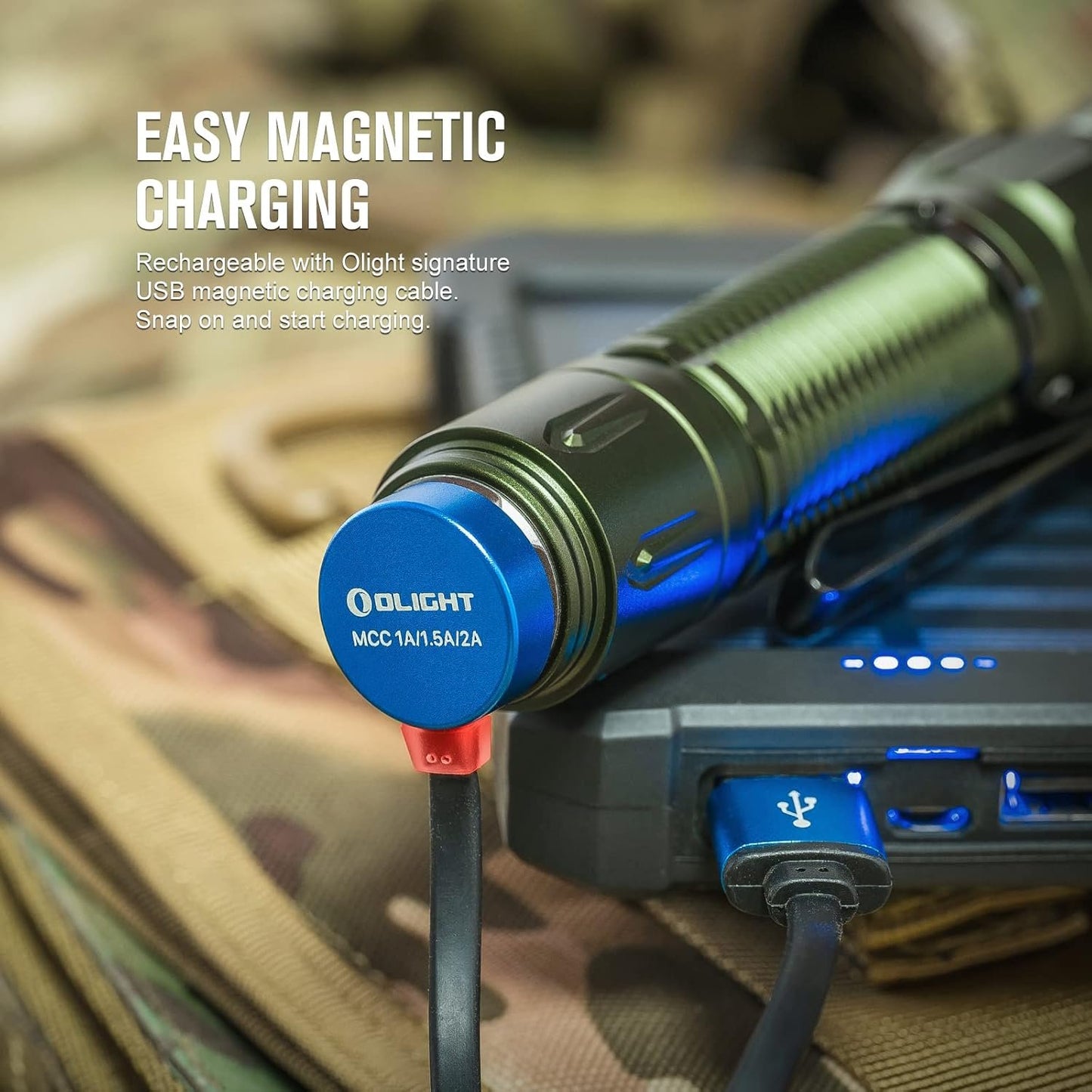 OLIGHT Warrior 3S Tactical Rechargeable Flashlight, 2300 Lumens Bright LED Flashlights with 6 Output Settings, Ideal for Hiking, Rescue, Law Enforcement (OD Green)