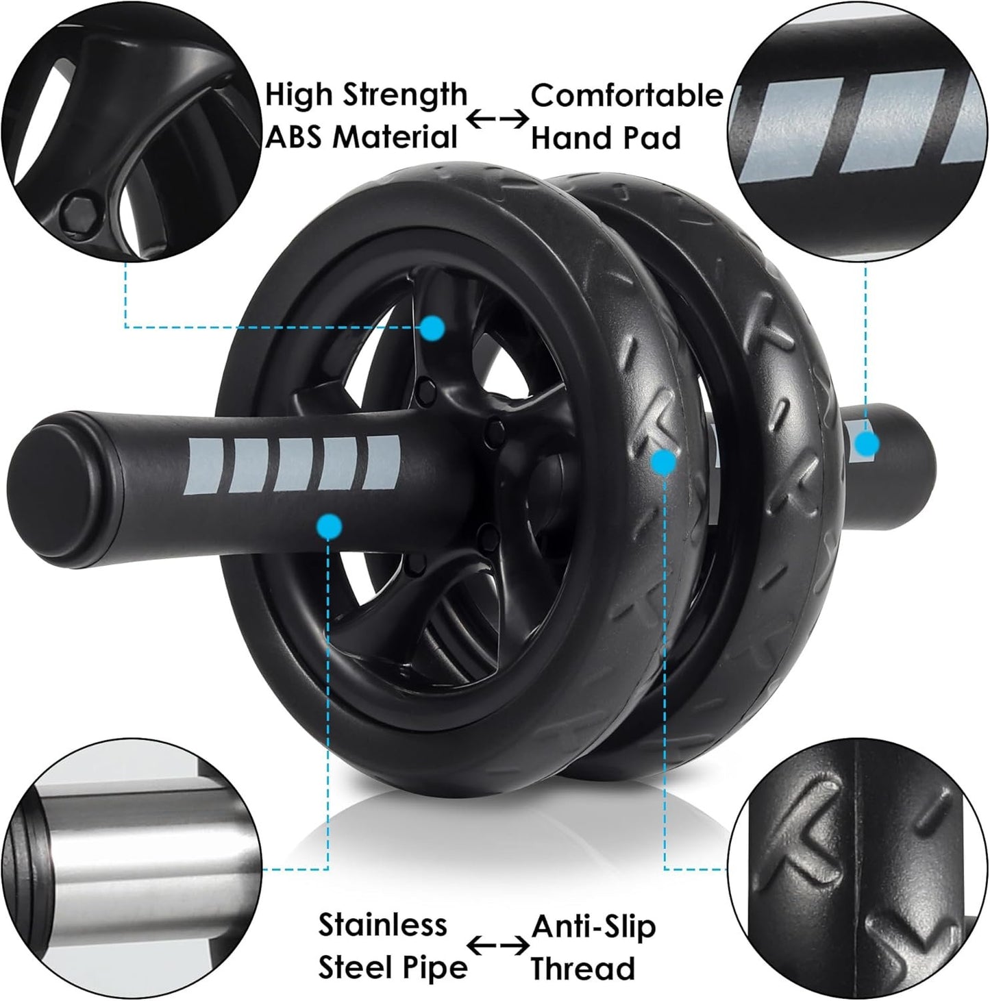 Ab Roller Wheel, Arespark Home Gym Equipment for Core Workout, No Noise Ab Roller Exercise Equipment with Knee Mat and Foam Handle for Abdominal Fitness Trainer, Abs Workout Equipment for Home Gym Office