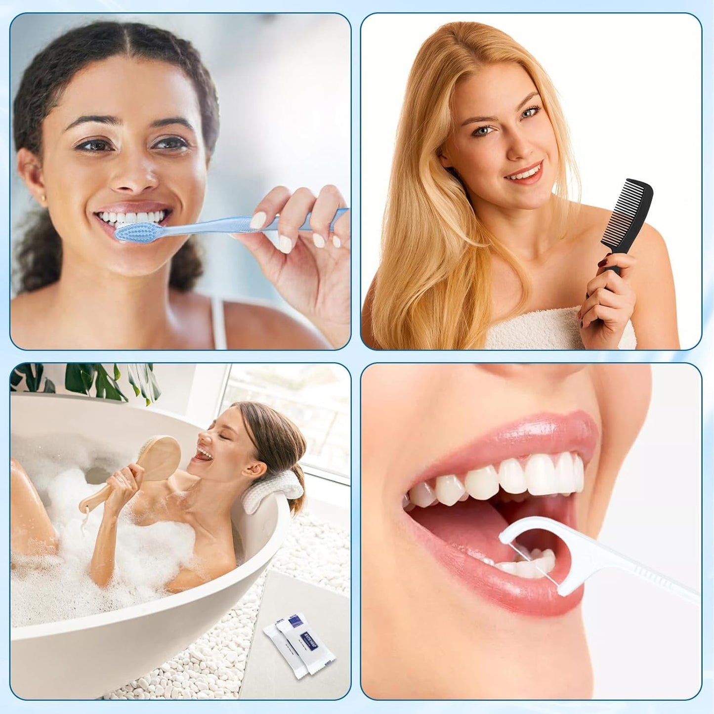 25 Sets Personal Hygiene Kit Bulk, Disposable Toothbrushes with Toothpaste Floss Comb Soap and Cover, Toiletry Kits Homeless Supplies Bulk for Women,Men,Travel,Homeless