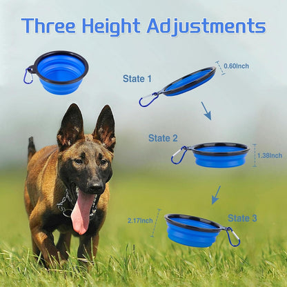 ARTECARE Portable Pet Travel Dog Bowls, 2 Pack Convenient Collapsible Dog Bowls, Small Pet Slow Feeder Design for Dogs Cats Feeding Watering with 2 carabiners
