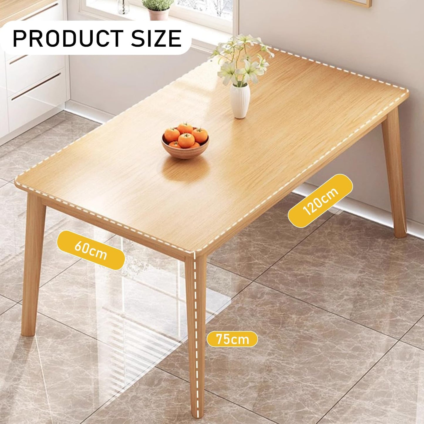 Uandhome Modern Rectangular Dining Table for 4-6 People, Wooden Legs, 120 * 55 * 75cm