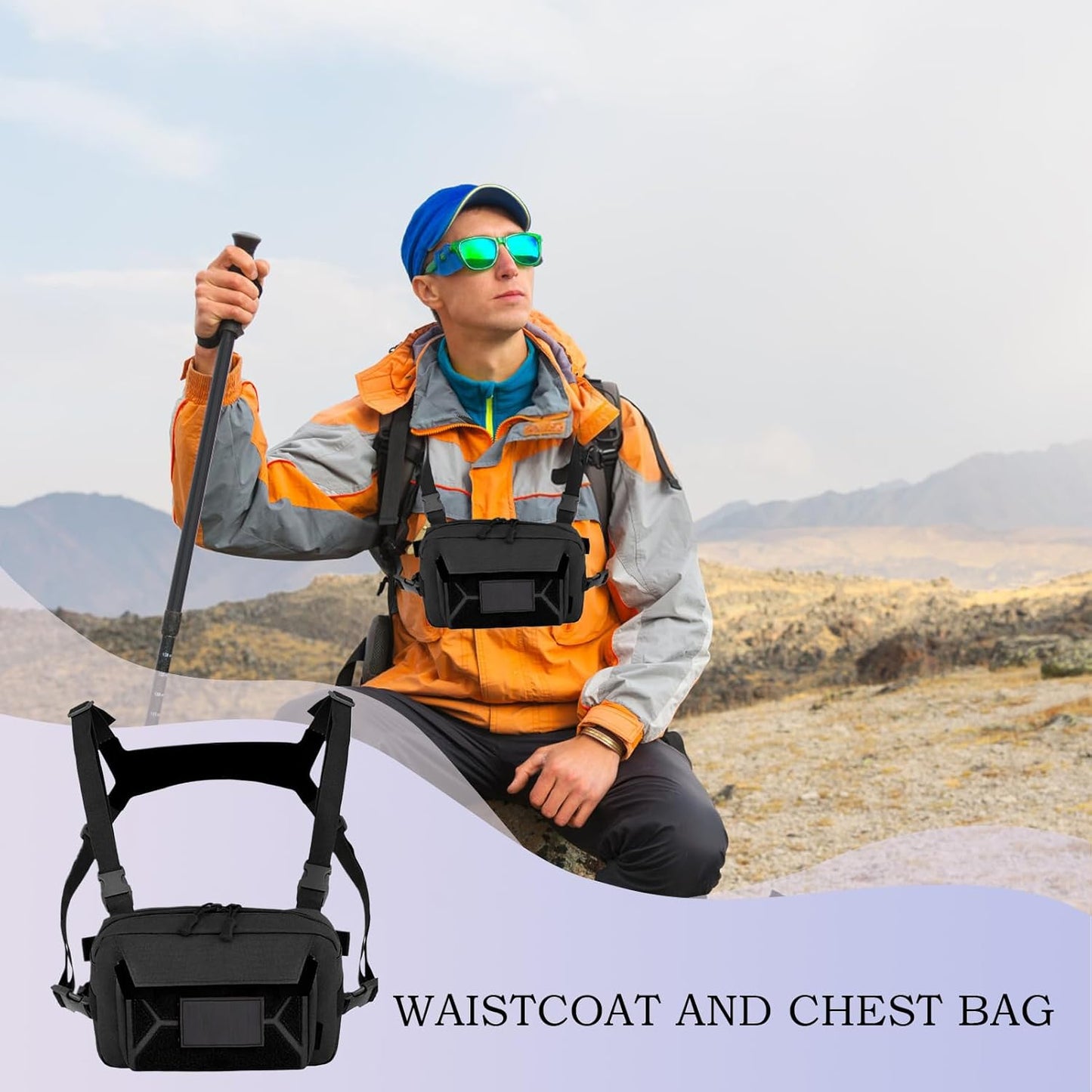 Running Chest Bag, Cycling Waistcoat Pack, Oxford Cloth Material, Anti-Theft Lightweight Chest Bag For Hiking, Fishing, Hunting, Multi-Use Outdoor Gear, Adjustable & Unisex Design, 1-Pack