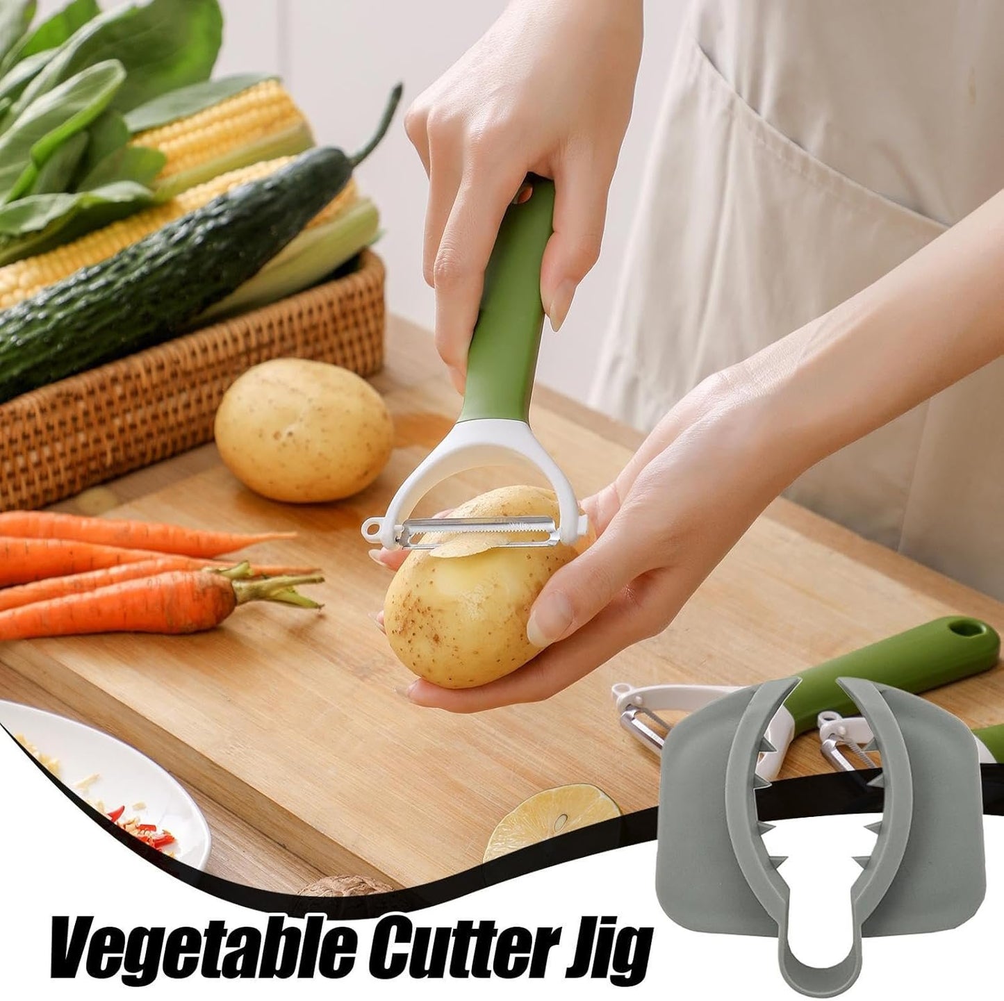 Non-Slip Kitchen Slicing Tool, Ergonomic Food Prep Accessory, Protective Finger Guards, 8x7.5cm Safe Cutting Guide, Ideal for Vegetables, Meat, and Beginners
