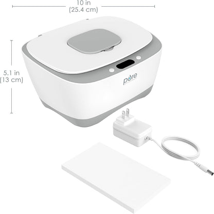 PureBaby™ Wipe Warmer with Digital Display - Easy-Feed Dispenser with 3 Heat Settings, LCD Display, 80 Wipe Capacity, Naturally Steam Heated for Maximum Comfort and Safety for Baby