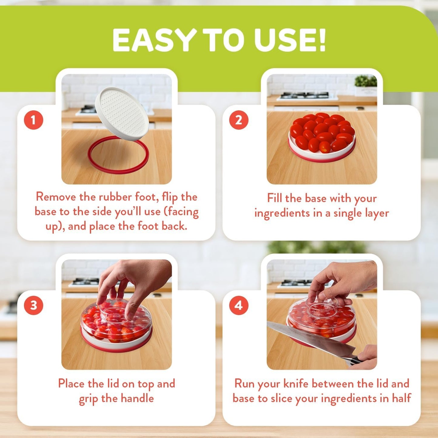 IMPRESA Easy Slice 6-in-1 Food Prep Tool – Veggie Chopper, & Bagel Cutter