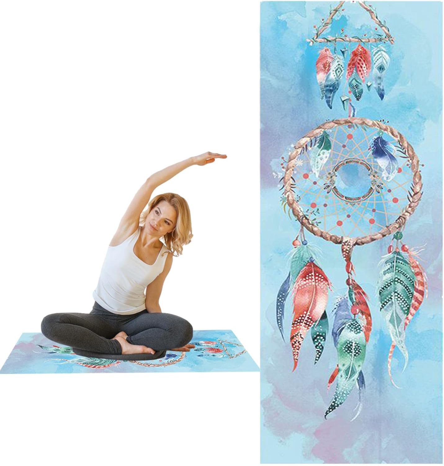 Yoga Towel,Mat Sized Active Dry Non-Slip Travel Beach Towel | Foldable Microfiber Bath Towels Workout Gear for Exercise, Fitness, Pilates, and