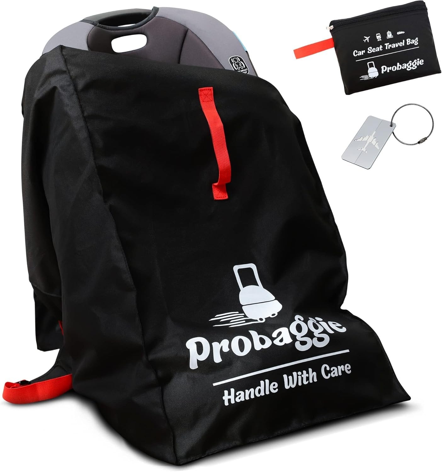Car Seat Travel Bag for Airplane - Foldable Gate Check Car Seat Bag for Air Travel - Durable Infant Bag Cover with Adjustable Straps - Convertible Car Seat Backpack, Infant Carrier and Booster Seat