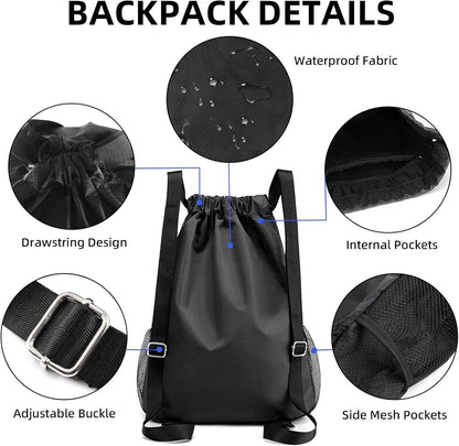 Vnezakl Drawstring Bags Bulk Water Resistant String Sport Gym Shoulder Bag Travel Organizer for Outdoor Hiking