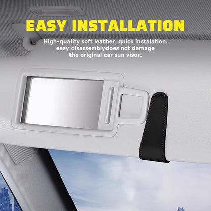 KAQISI Sunglasses Holders for Car Sun Visor, Leather Eyeglasses Hanger Mounter, Magnetic Glasses Holder and Ticket Card Clip, Auto Interior Accessories Universal for SUV (Carbon Fiber)