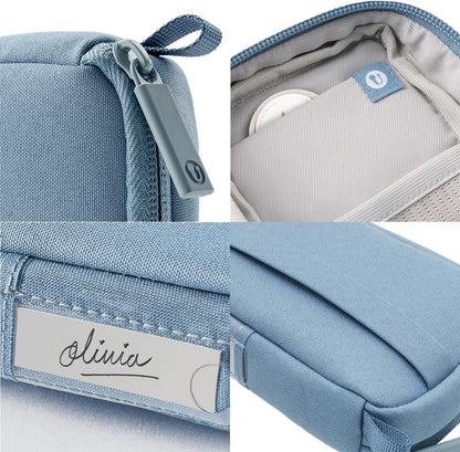 Folio Mini Small Tech Pouch with Label Identification for Daily Travel, Gym, Work Organizer for Cables Chargers, Electronic Accessories, Arctic Blue, Smart