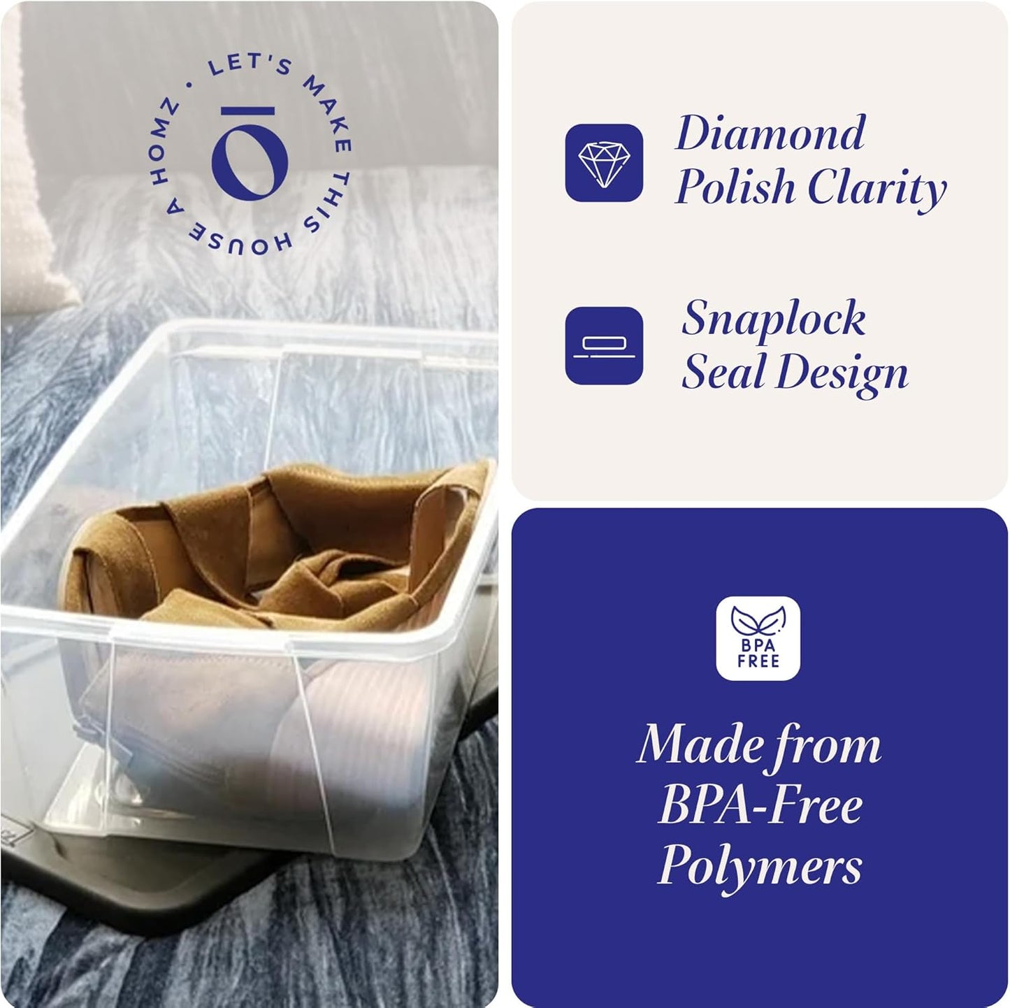 HOMZ Snaplock Stackable 6 Quart Clear Organizer Storage Container Bin with Tight Seal Gray Lid for Home Organization, 10 Pack