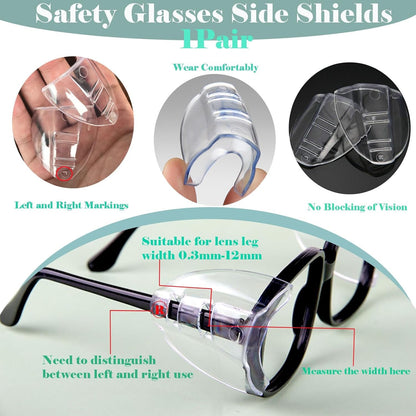 Lightweight Clip On Side Shields for Prescription Glasses, Safety Side Shields for Eye Glasses, Anti-Slip and Flexible Glasses Side Shields, Side Shields for Glasses Fits Small to Medium Eyeglasses