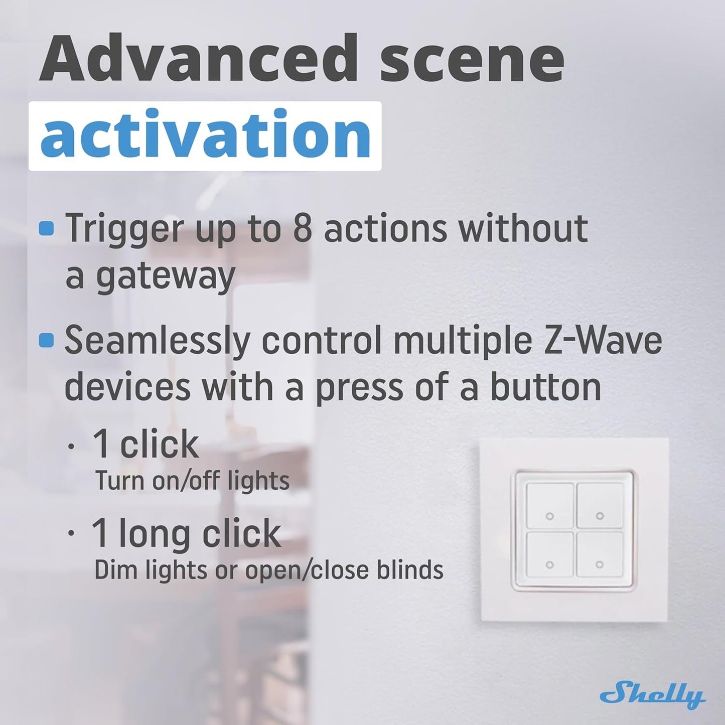 Shelly Qubino Wave i4 DC | Z-Wave 800 Series 4 Digital Input Control for Advanced Control of Low Power Actions | Home Automation | Extended Network Repeater