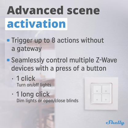 Shelly Qubino Wave i4 DC | Z-Wave 800 Series 4 Digital Input Control for Advanced Control of Low Power Actions | Home Automation | Extended Network Repeater