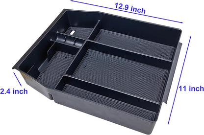 Zxiaochun Center Console Organizer Compatible with 2021 2022 2023 2024 2025 Ford F150 Interior Accessories, Armrest Box Insert Storage Tray (Full Console w/Bucket Seats ONLY)-Black Trim