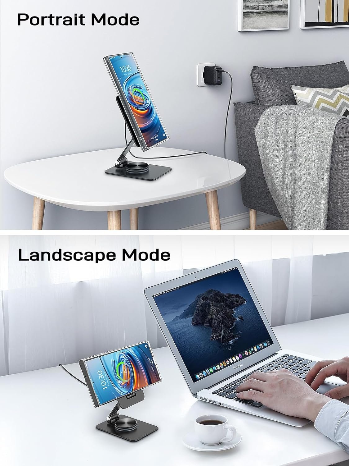 Magnetic Wireless Charger for Samsung Galaxy S25 Ultra/S24, Foldable Travel Mag-Safe Charger Stand for iPhone 16/15/14/Pixel 9 Pro/8, Aluminum Stand Magnet Android Phone Charger 360°Rotation Base
