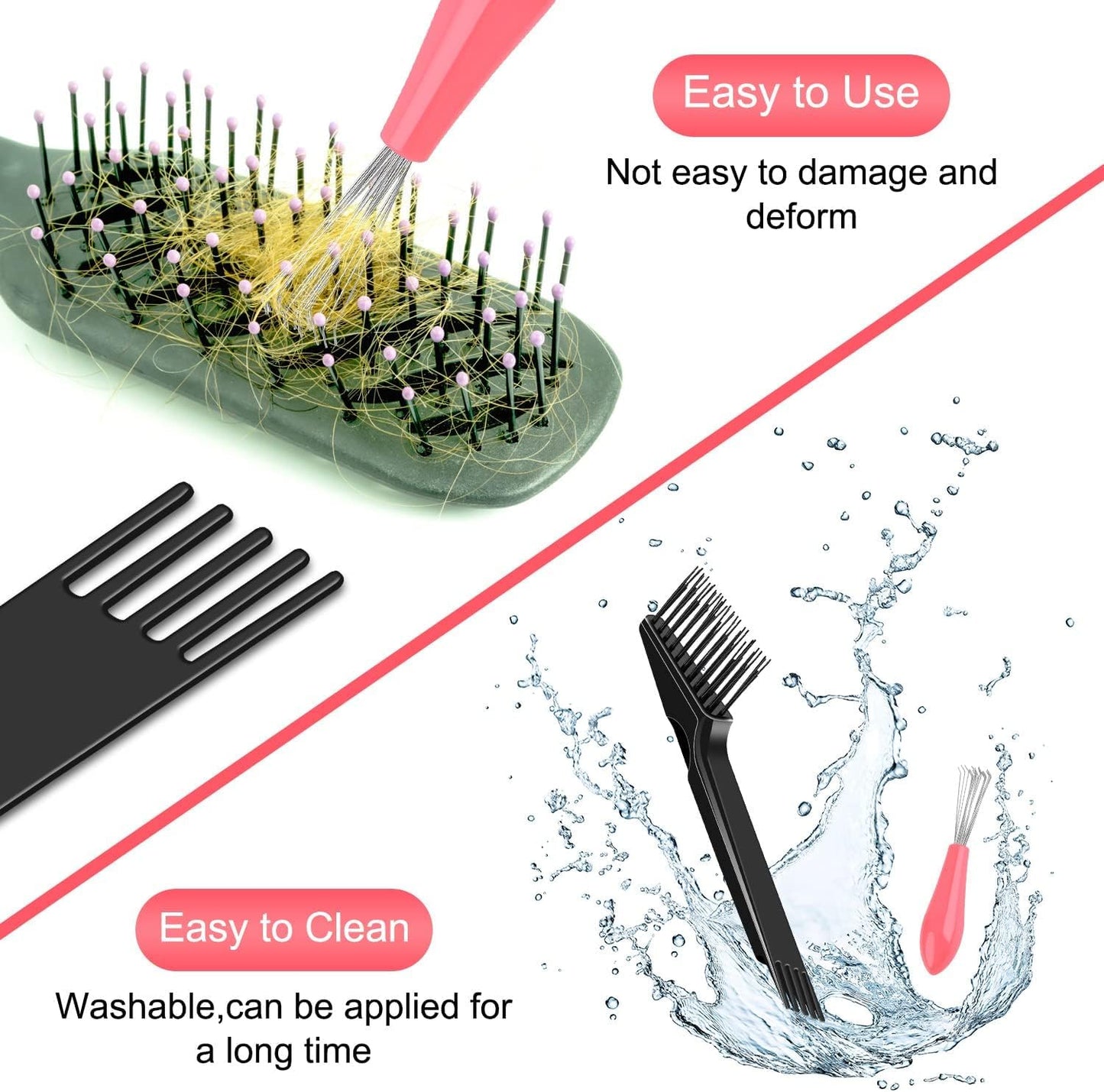 2 Combs Cleaning Tools, Clean Comb Brush Cleaning Comb, Hair Rake Tool Comb Cleaning Brush Hair Dust Removal Brush
