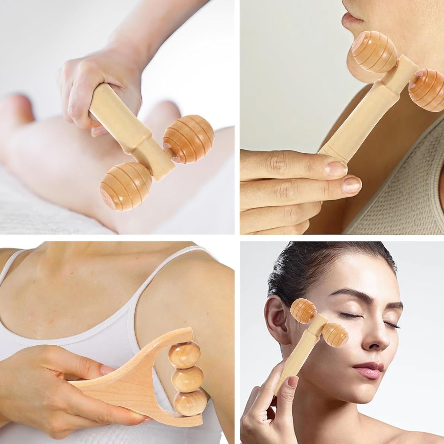 Wooden Massage, Yiyifor Set of 5 Maderotherapy Wooden Kit, Wooden Massage Set for Back, Legs, Muscle, Body, Aesthetic (Whole Body Massage)