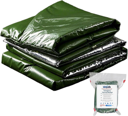 ISLOYALS Emergency Blanket, Heavy Duty Survival Blanket, 3-Layer 95% Heat Reflective Emergency Blanket, Waterproof, Windproof, Tear-Resistant, Infrared Blocked Blankets for Rescue Camping Hiking