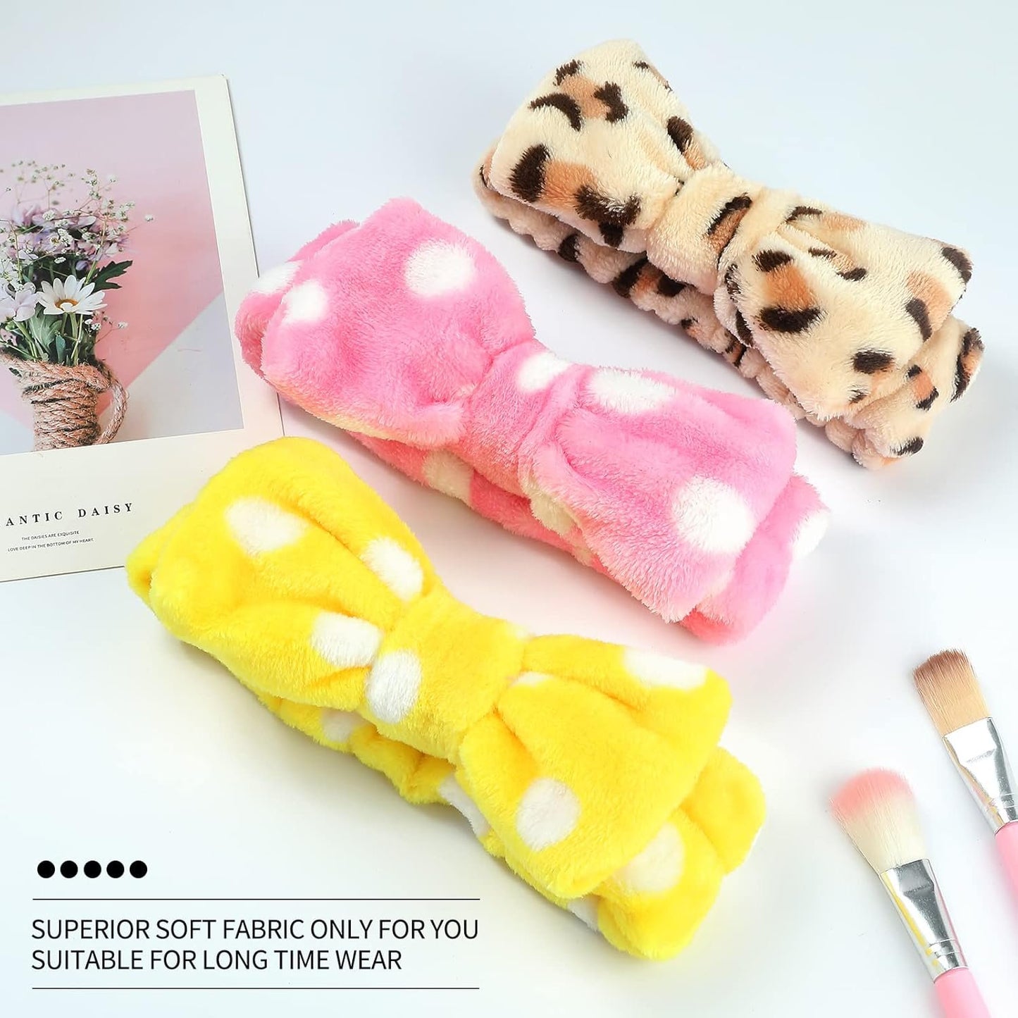 KECUCO 8 Pcs Spa Headband Soft Bow Hair Band Skincare Headbands for Washing Face Women Facial Makeup Headband Cute Head Wraps for Spa Shower Makeup Whasing Face (Multicolor A)