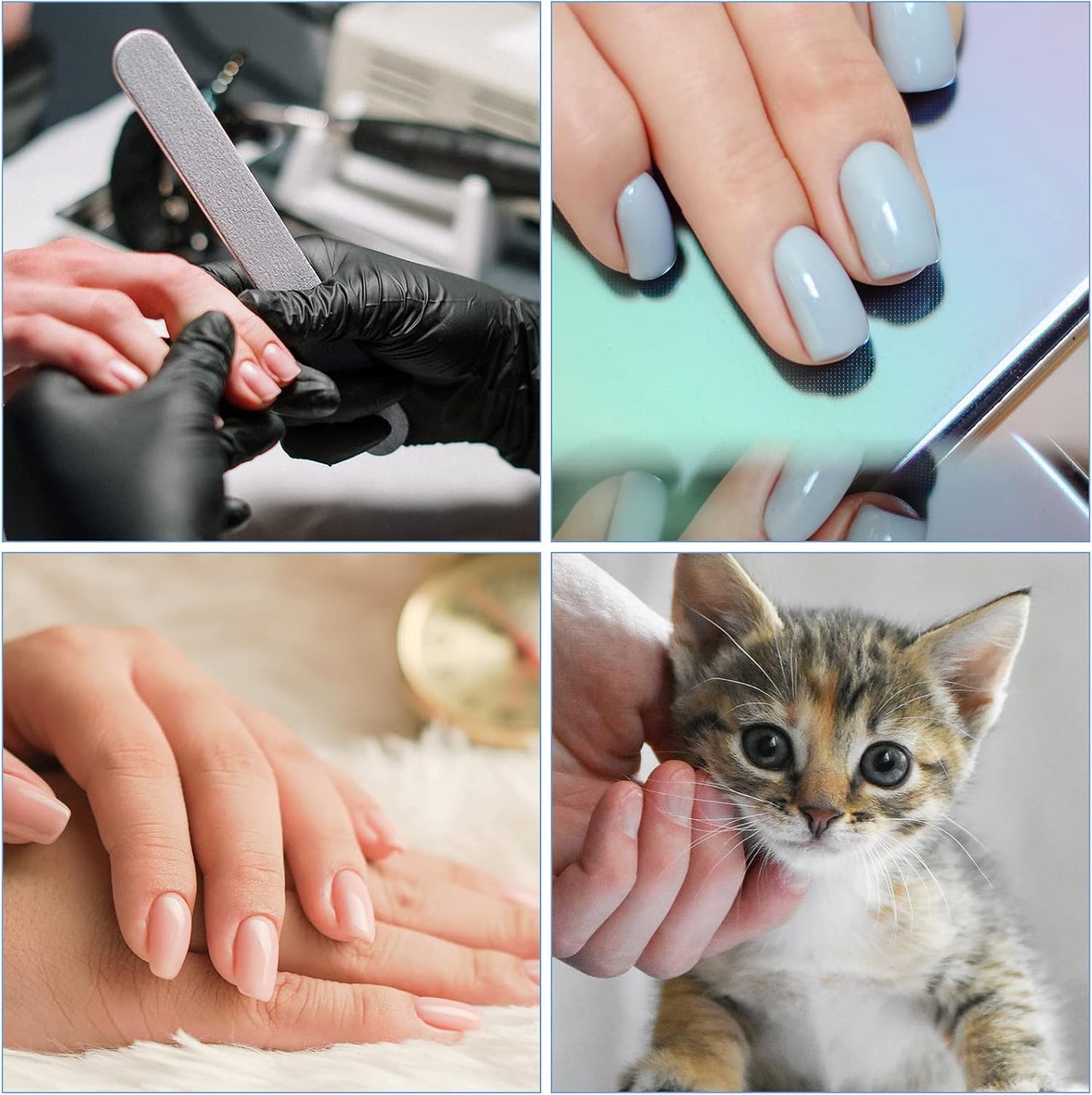 Nail File and Buffer (10 Pcs), Buffer Block Nail Files Double Sided 100/180 Grit for Acrylic and Natural Nails, fingernail Emery Board Buffing Blocks Manicure Set Nail Care kit Tool Halfmoon Arc