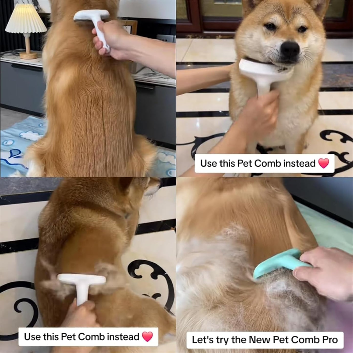 Doggocomfy Pet Comb Pro, Doggo Comfy Pet Hair Remover, Prevents Knots, Loose Forlong and Short, Cleaning Pets Supplies, V-Shaped Teeth (Pink,Small)