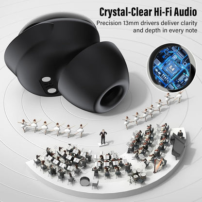 Sleep Earbuds, Bluetooth 5.4 Mini Wireless Ear Euds with Multifunctional Touch Screen, 48H Bass Stereo Headphones with Sleep Mode/5 EQ Modes/ENC Noise Cancelling, IPX7 Earphones for iOS Android