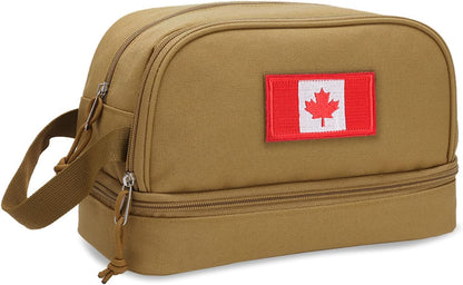 Toiletry Bag for Men, Tactical Travel Bag with Dry Wet Separate，Water-Resistant Hanging Dopp Kit for Women with Large Capacity, Shaving Bag for Travel,Sports Shower(Brown)