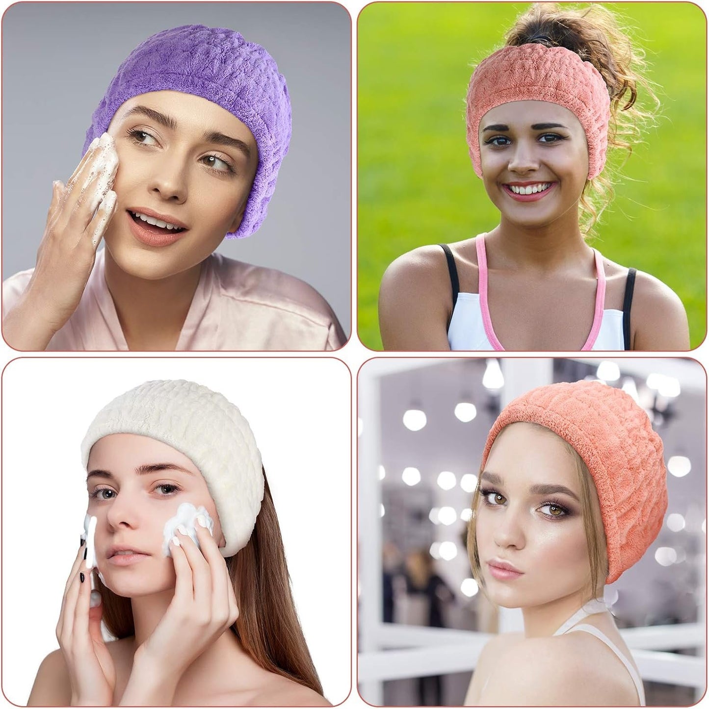 WILLBOND 6 Pieces Extra Wide Band 5 Inch Spa Facial Microfiber Headband Elastic Makeup Headbands Hair Accessories for Thick and Curly Hair, 6 Colors