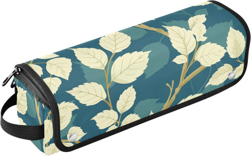Borsa da viaggio per strumenti per capelli e tappetino resistente al calore, custodia da viaggio a doppio strato per utensili caldi e accessori per la cura dei capelli, foglia di timo, beige, foglia