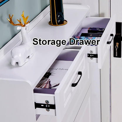 Generico Scarpiera Moderna e Sottile con 2 cassetti, Organizer portaoggetti in Legno a 3 Ripiani, Elegante Mobile per Ingresso e Camera da Letto, Design Bianco Spesso per l'ingresso di casa.