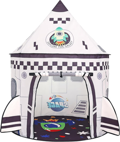 Rockets Kids Play Tent for Indoor Outdoor Astronauts Spaceship Play Tent Kids Large Playhouse Pop Up Tent Rocket Planets Space Kids Play Tent for Boys & Girls Birthday Gift