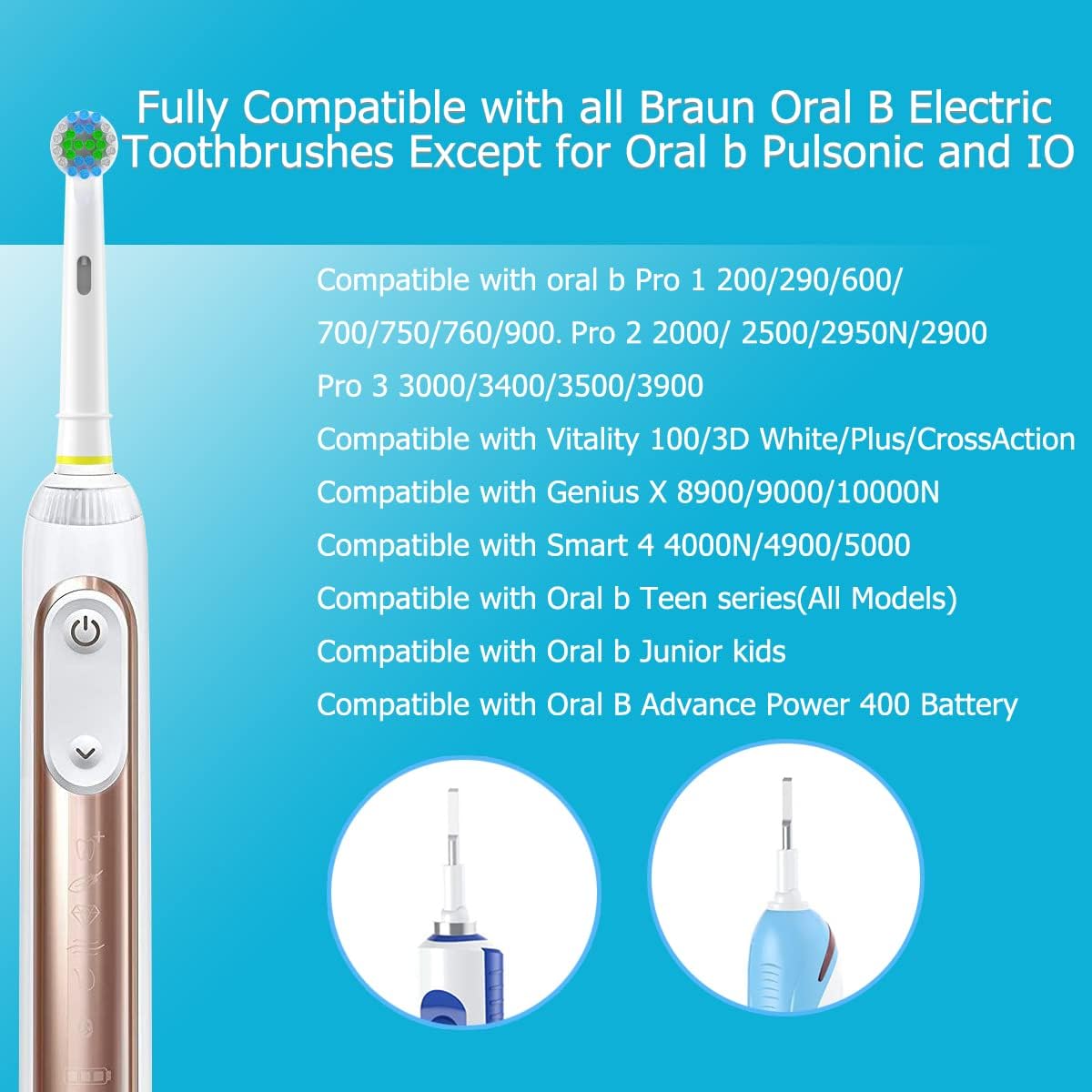 Sulkiwe Toothbrush Heads Compatible with Oral B Braun Pro / Advance Power / Smart / Vitality / Genius Series Replacement Heads Suitable for Oral-B 16 Pieces (White)