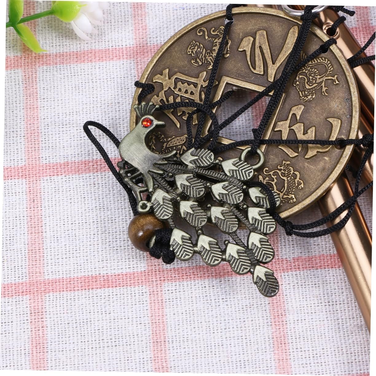 Happyyami 1 Pc decorazione dell'anello del carillon del gadget casa oggettistica casa manica a filatori campanello a musicale multi-tubo campanello a in metallo Brown