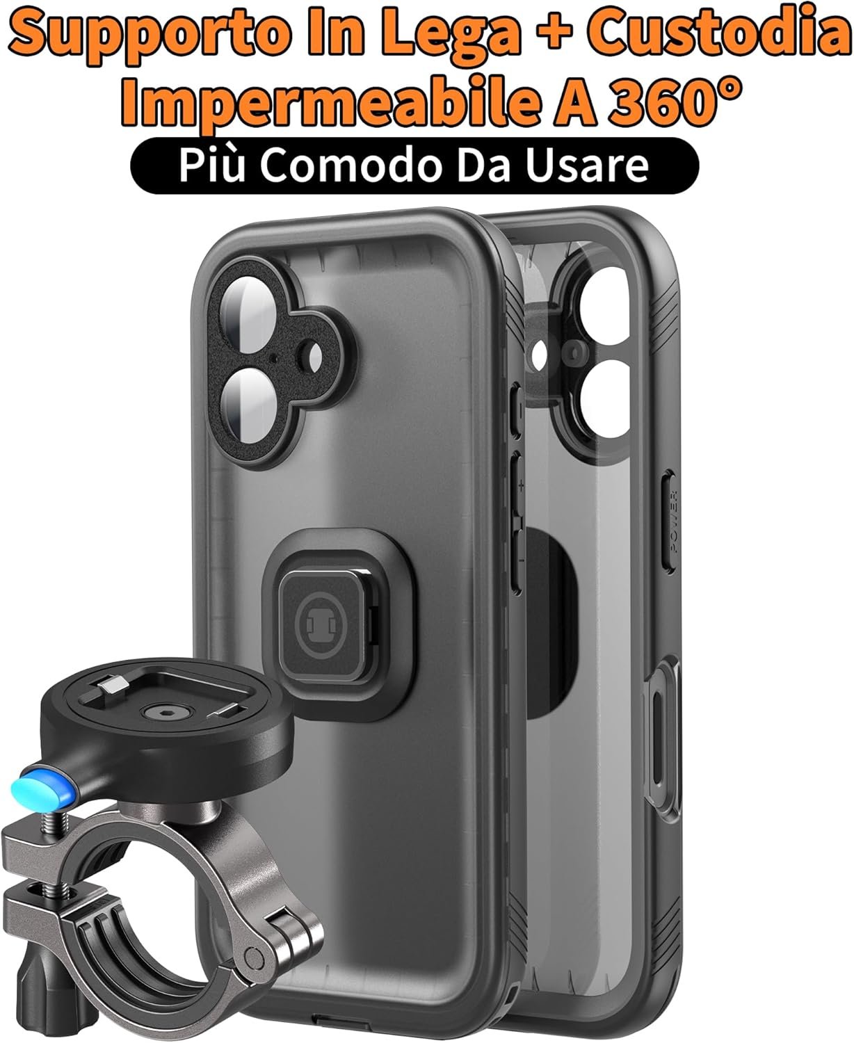 Cozycase Motorcycle Bike Mount for iPhone 13 Waterproof – Metal/Aluminium Mobile Phone Holder/Navigator Handlebar MTB/Bicycle Electric Scooter Ebike Scooter Mountain Bike Waterproof