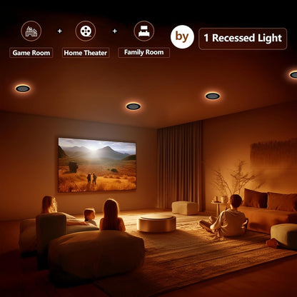 Togalonn 12 Pack Black Pot Lights 6 inch with Night Light - 5CCT Color Changing & Dimmable LED Recessed Lighting, Canless Wafer Soffit Downlight with Juction Box, 12W Eqv 100W