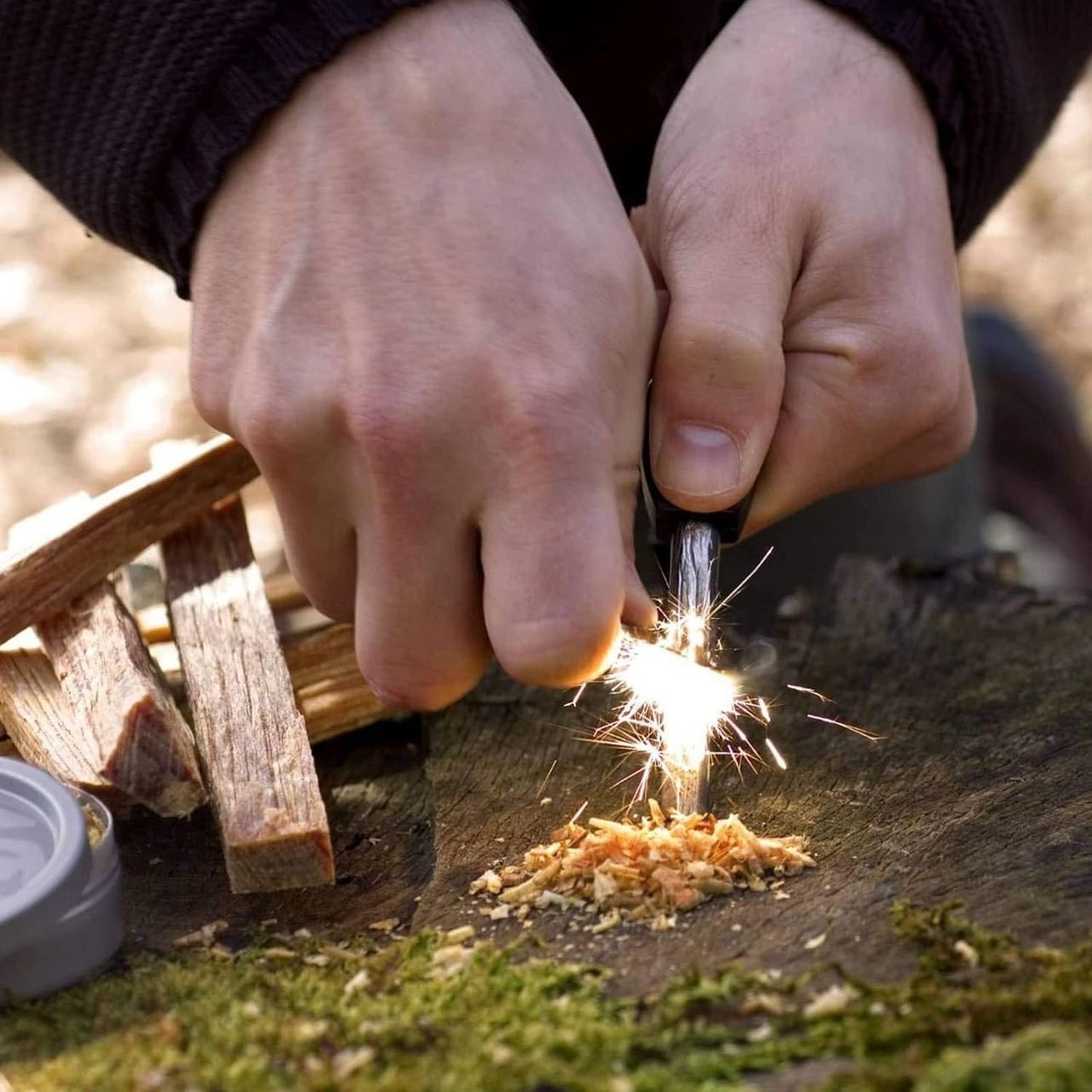 WDOPEN Fire Starting Kit,Outdoor Survival Kit,Includes Multiple Fire Starting Systems and Emergency Tinder Sources,Perfect for Camping, Hiking