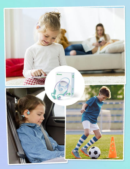 iClever Kids Headphones, Bluetooth 5.4 Air Conduction Open Ear Headphones, Safe Volume 74&85 dBA, Clear Audio, 360° Bending, Ultra-Light Comfortable Kids Wireless Headphone for iPad/Travel/Sports